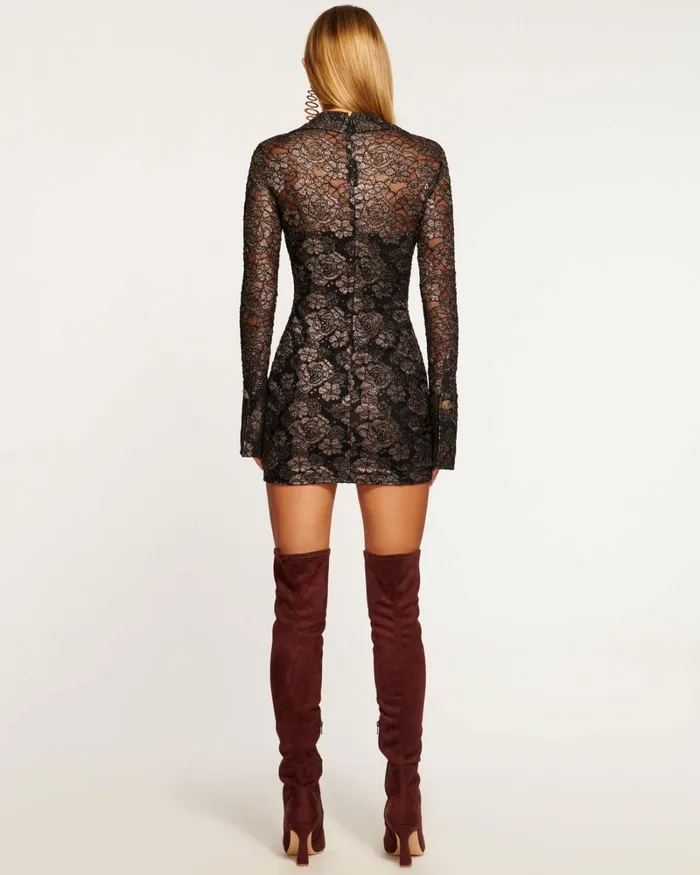 Women Mae Button Down Mini Dress Gold Lace Ramy Brook Dresses Women Mae Button Down Mini Dress Gold Lace Ramy Brook Dresses