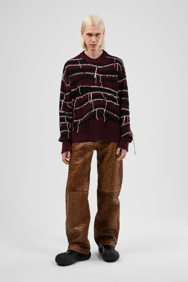 Women Melange Knit Sweater Brown Organic Cotton Knit Sweater Camper Knit