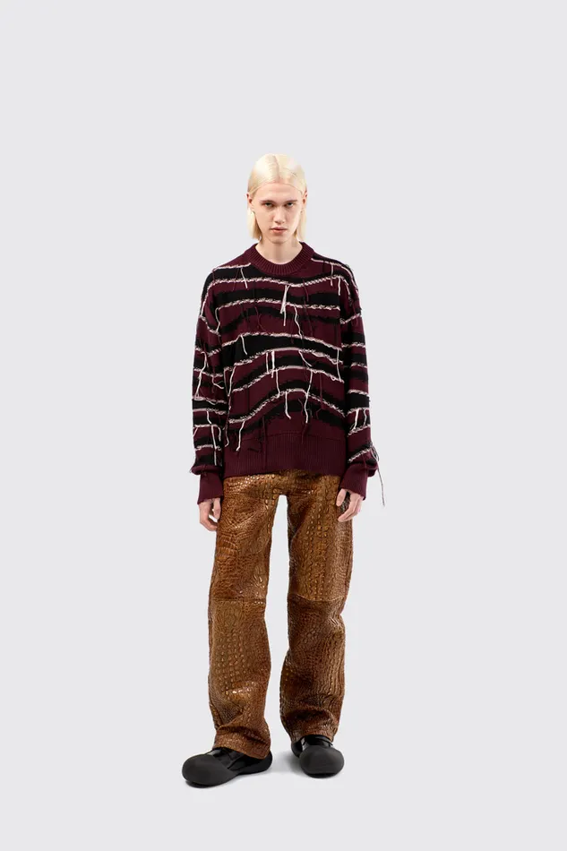Women Melange Knit Sweater Brown Organic Cotton Knit Sweater Camper Knit Women Melange Knit Sweater Brown Organic Cotton Knit Sweater Camper Knit