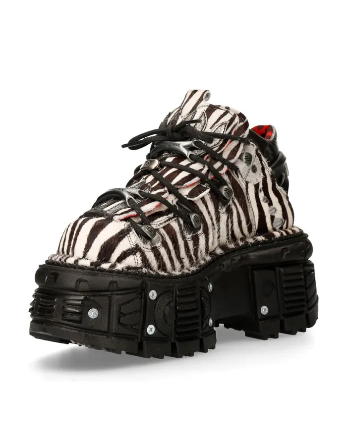 WomenMen Ankle Boot Animal Print Imperfect Tank With Laces MMet011C10 New Rock Booties