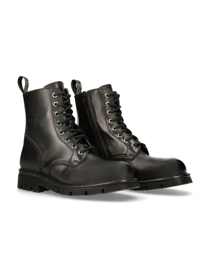 WomenMen Ankle Boot Black Planing With Laces MNewmili084S1 New Rock Boots
