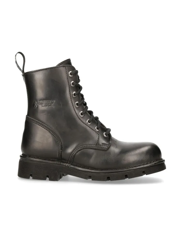 WomenMen Ankle Boot Black Planing With Laces MNewmili084S1 New Rock Boots