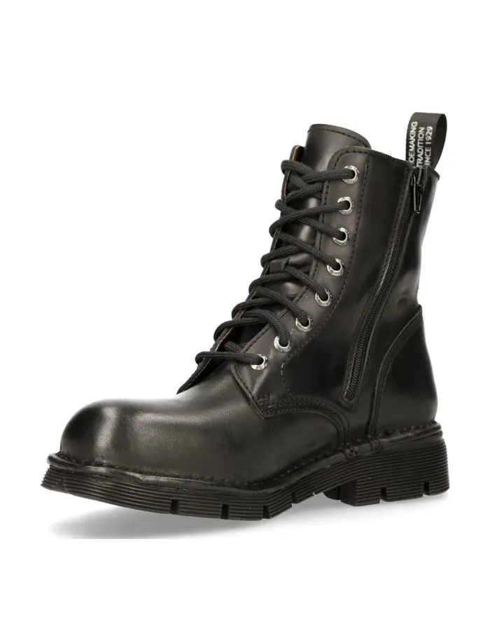 WomenMen Ankle Boot Black Planing With Laces MNewmili084S1 New Rock Boots