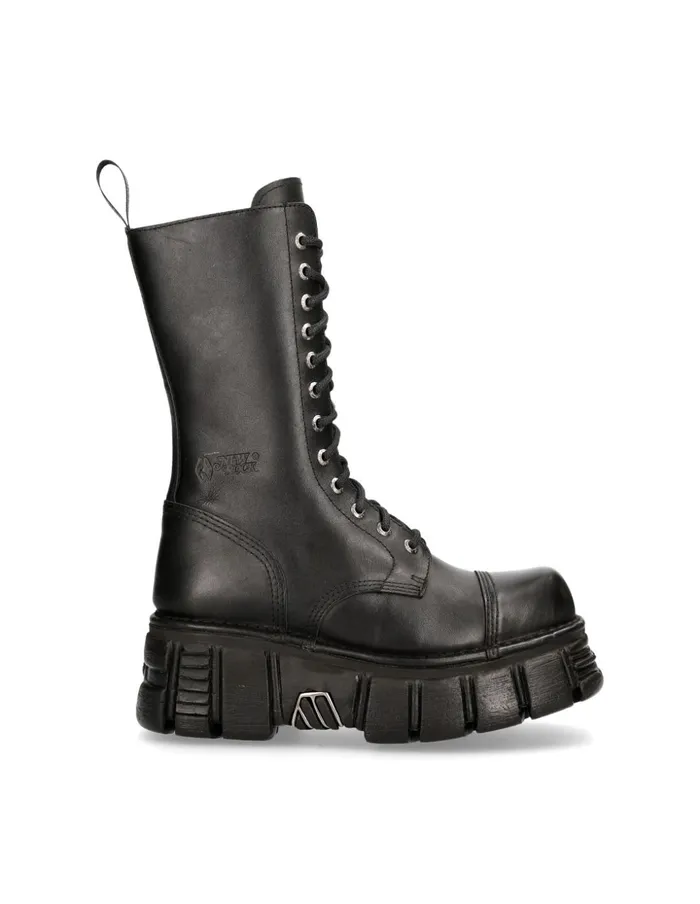 WomenMen Boot Black Tower With Laces MMili211C14 New Rock Boots WomenMen Boot Black Tower With Laces MMili211C14 New Rock Boots