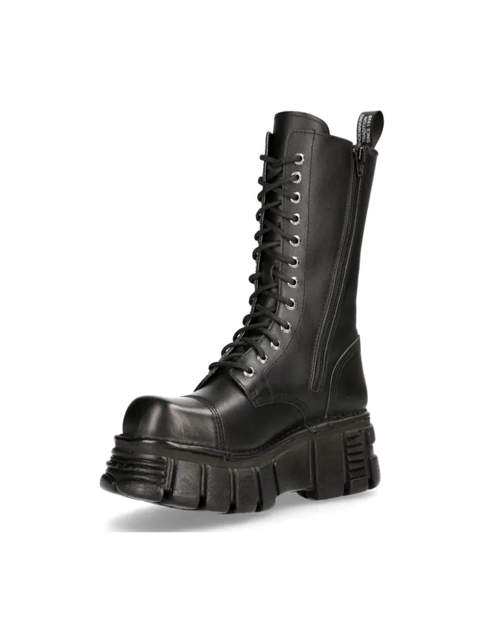 WomenMen Boot Black Tower With Laces MMili211C14 New Rock Boots WomenMen Boot Black Tower With Laces MMili211C14 New Rock Boots