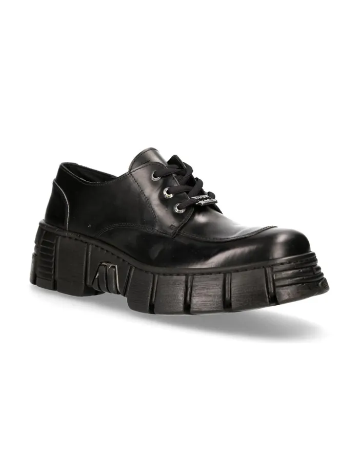 WomenMen Shoe Black Tower With Laces MWall042S1 New Rock Shoes
