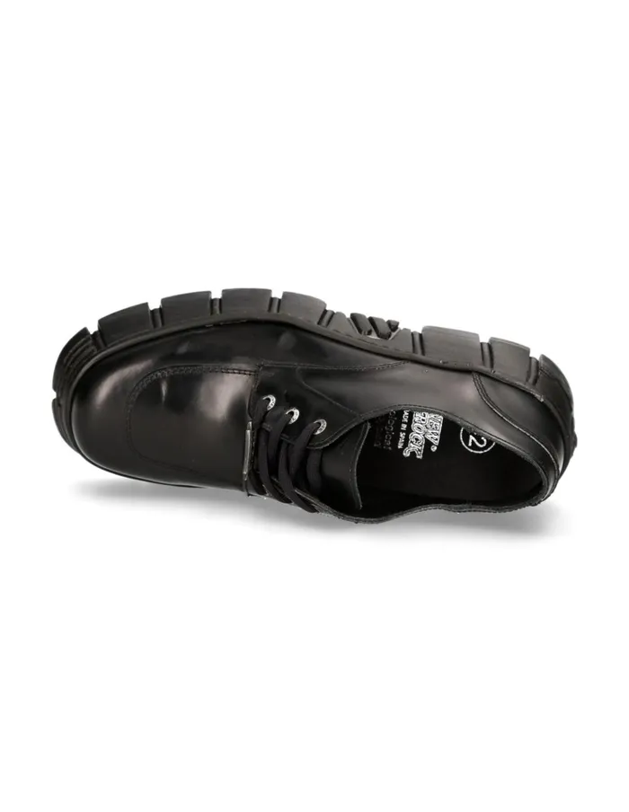 WomenMen Shoe Black Tower With Laces MWall042S1 New Rock Shoes