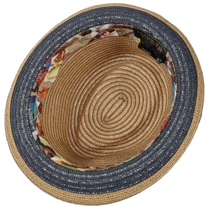 WomenMen Straw Hats Mayser Jerome Trilby Straw Hat Bluebeige WomenMen Straw Hats Mayser Jerome Trilby Straw Hat Bluebeige