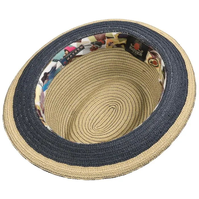 WomenMen Straw Hats Mayser Jerome Trilby Straw Hat Bluebeige WomenMen Straw Hats Mayser Jerome Trilby Straw Hat Bluebeige