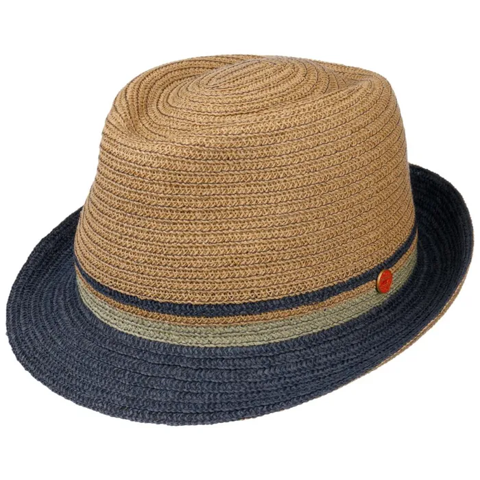 WomenMen Straw Hats Mayser Jerome Trilby Straw Hat Bluebeige WomenMen Straw Hats Mayser Jerome Trilby Straw Hat Bluebeige