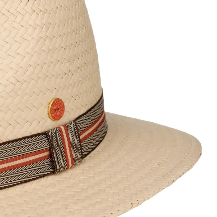 WomenMen Traveler Hats Mayser Mathis Striped Band Straw Hat Nature WomenMen Traveler Hats Mayser Mathis Striped Band Straw Hat Nature