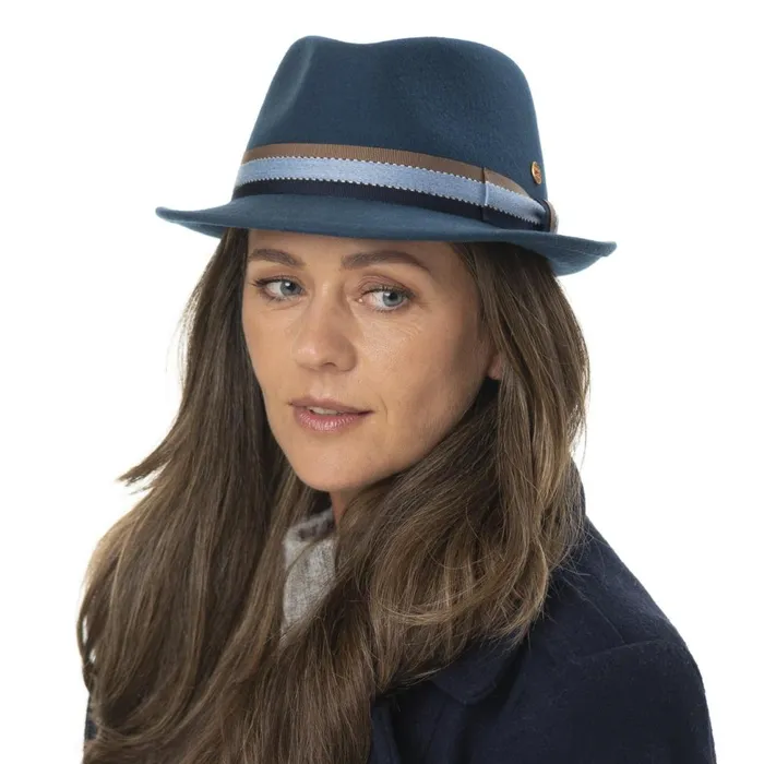 WomenMen Trilby Hats Mayser Troy Wolga Trilby Wool Hat Blue
