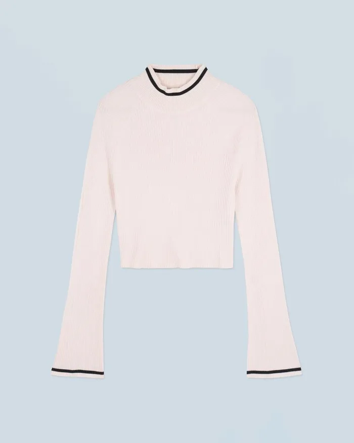 Women Merino Wool Sweaters From Future Mock Neck Sweater Sand