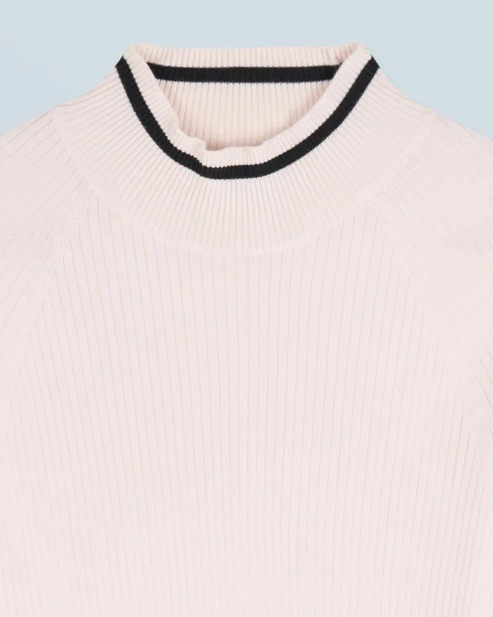 Women Merino Wool Sweaters From Future Mock Neck Sweater Sand
