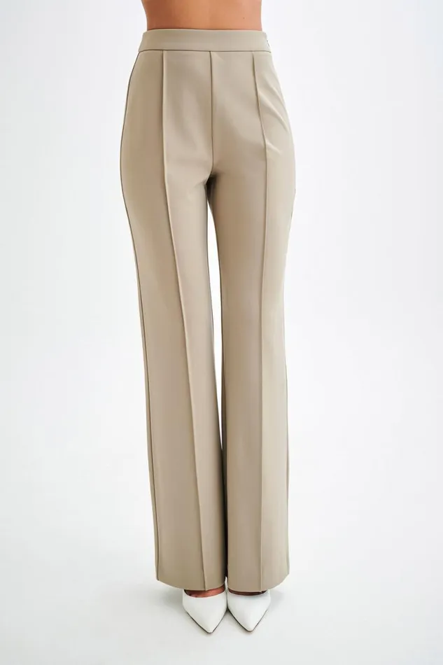 Women Meshki Bottoms Antonia Pleated Wide Leg Pants 8211 Mushroom