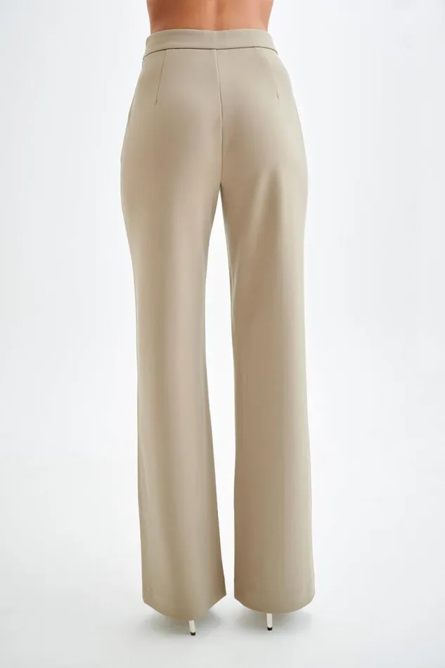 Women Meshki Bottoms Antonia Pleated Wide Leg Pants 8211 Mushroom