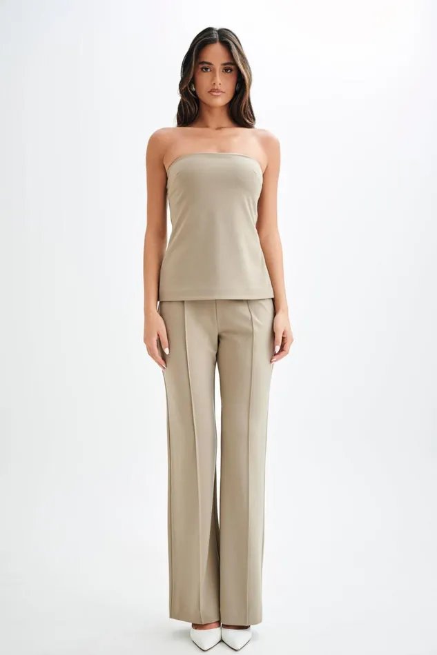 Women Meshki Bottoms Antonia Pleated Wide Leg Pants 8211 Mushroom