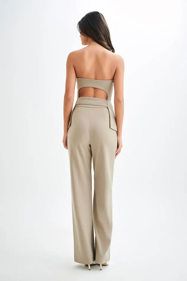 Women Meshki Bottoms Antonia Pleated Wide Leg Pants 8211 Mushroom