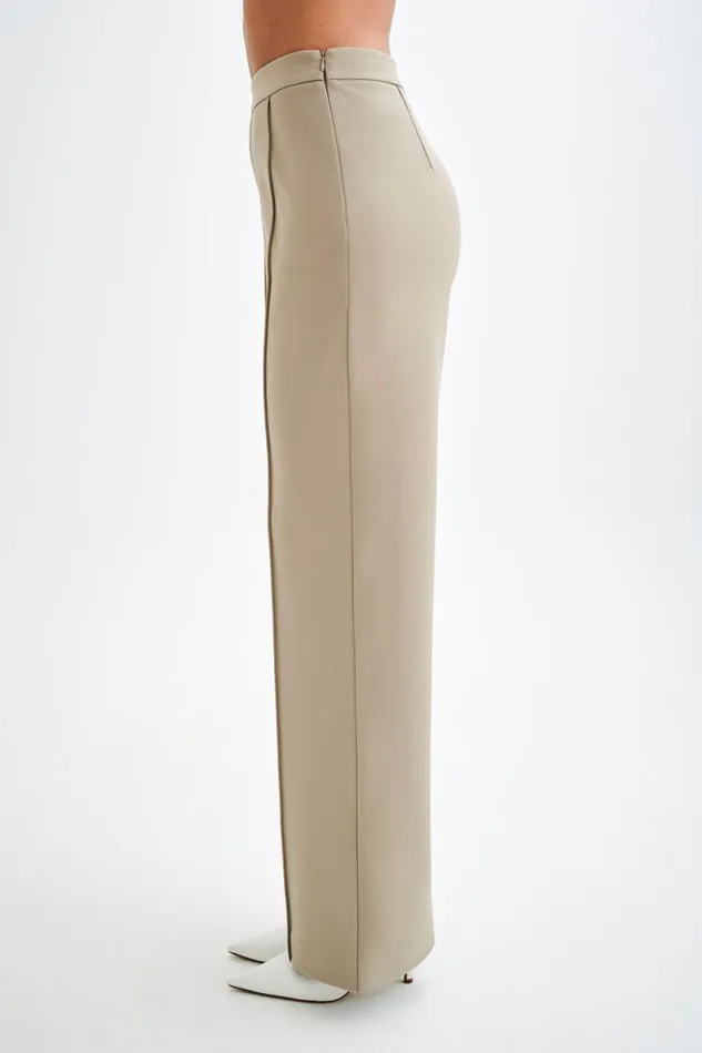 Women Meshki Bottoms Antonia Pleated Wide Leg Pants 8211 Mushroom
