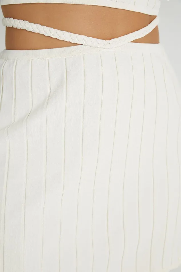 Women Meshki Bottoms Celine ALine Extreme Rib Mini Skirt 8211 Ivory