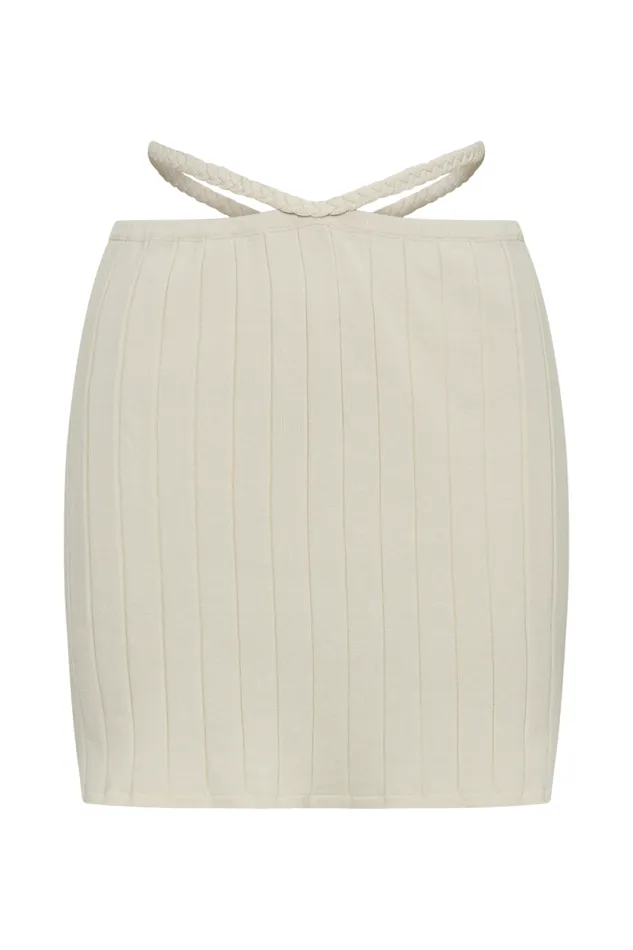 Women Meshki Bottoms Celine ALine Extreme Rib Mini Skirt 8211 Ivory
