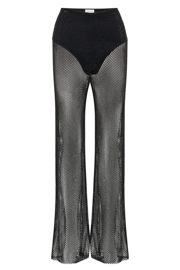 Women Meshki Bottoms Emerson Diamante Mesh Pant 8211 Black