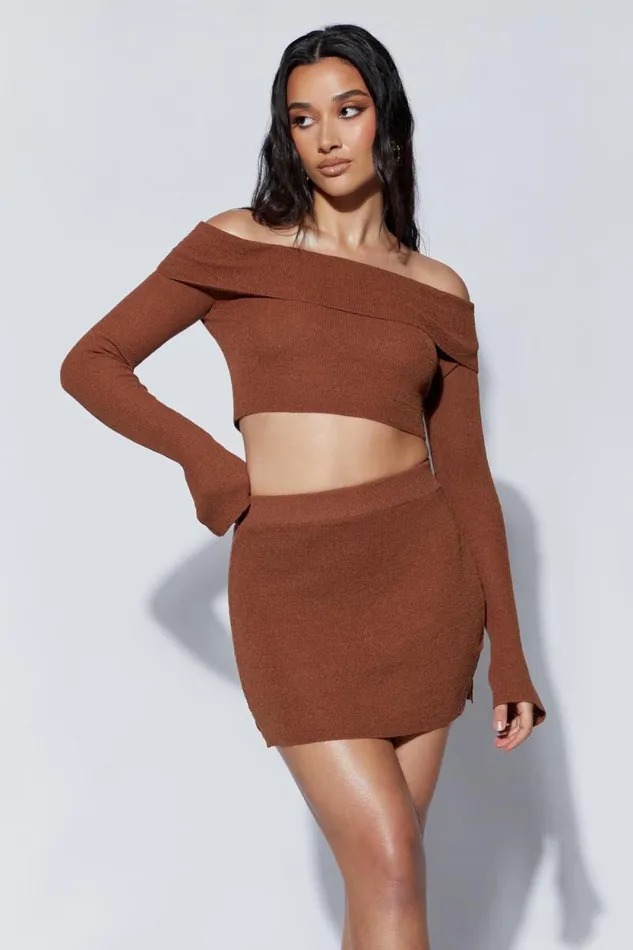 Women Meshki Bottoms Esme Knit Mini Skirt 8211 Clay