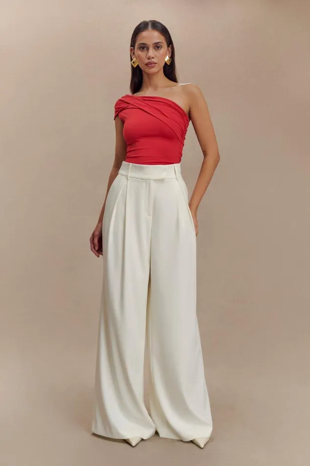Women Meshki Bottoms Jacqueline Pleated Wide Leg Pants 8211 Ivory