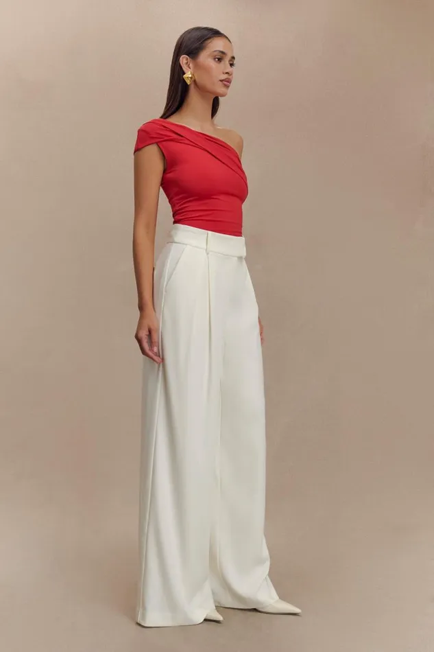 Women Meshki Bottoms Jacqueline Pleated Wide Leg Pants 8211 Ivory