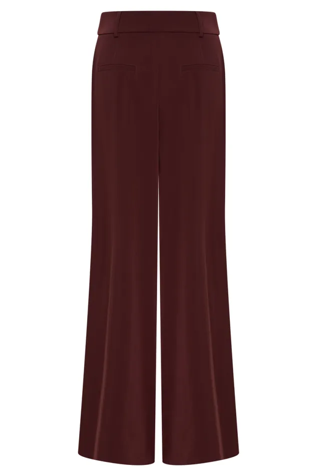 Women Meshki Bottoms Jacqueline Pleated Wide Leg Pants 8211 Mahogany