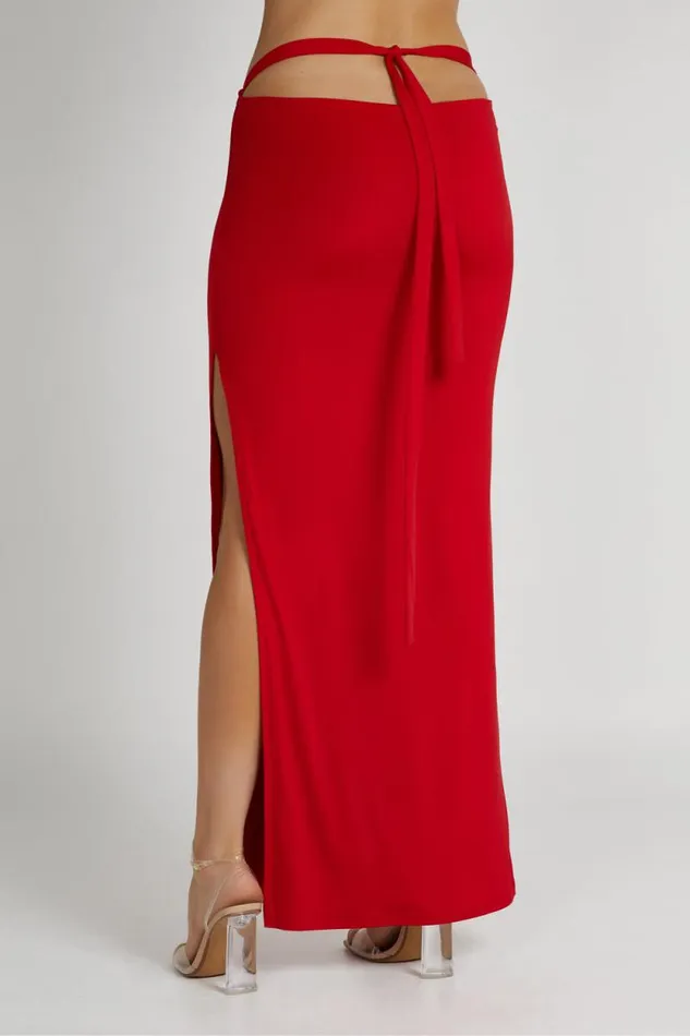 Women Meshki Bottoms Jeanine Cowl Back Maxi Skirt 8211 Red