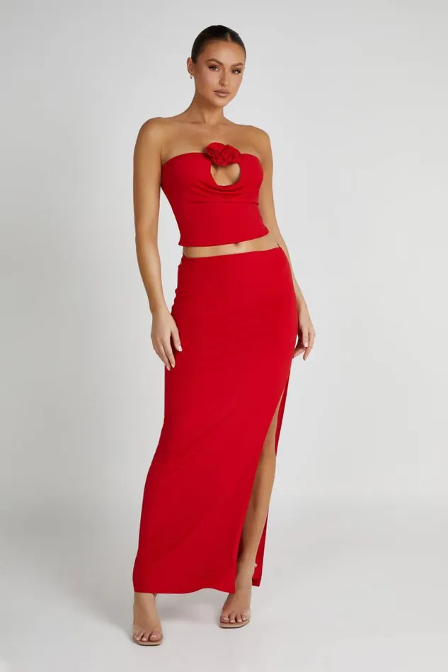 Women Meshki Bottoms Jeanine Cowl Back Maxi Skirt 8211 Red
