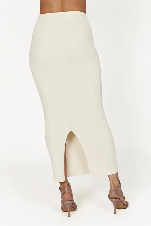 Women Meshki Bottoms Kaesha Split Maxi Knitted Skirt 8211 Bone