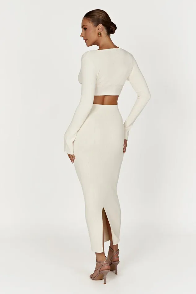 Women Meshki Bottoms Kaesha Split Maxi Knitted Skirt 8211 Bone