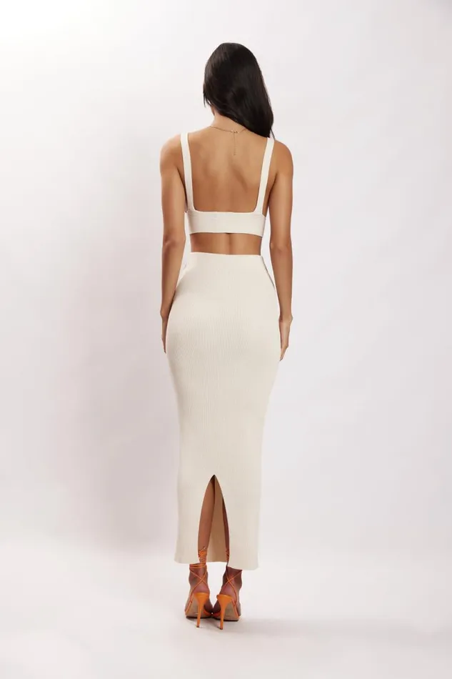 Women Meshki Bottoms Kaesha Split Maxi Knitted Skirt 8211 Bone