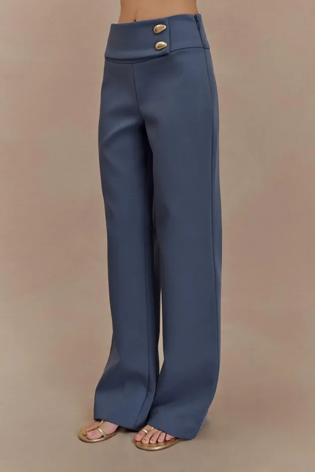 Women Meshki Bottoms Lindie Straight Leg Suiting Pants 8211 Steel