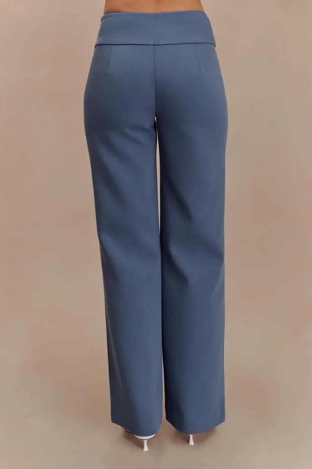 Women Meshki Bottoms Lindie Straight Leg Suiting Pants 8211 Steel