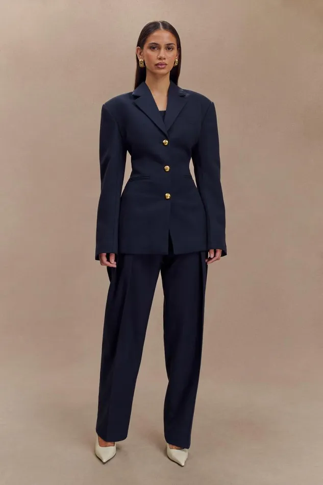 Women Meshki Bottoms Penelope Pleated High Waisted Pants 8211 Dark Navy