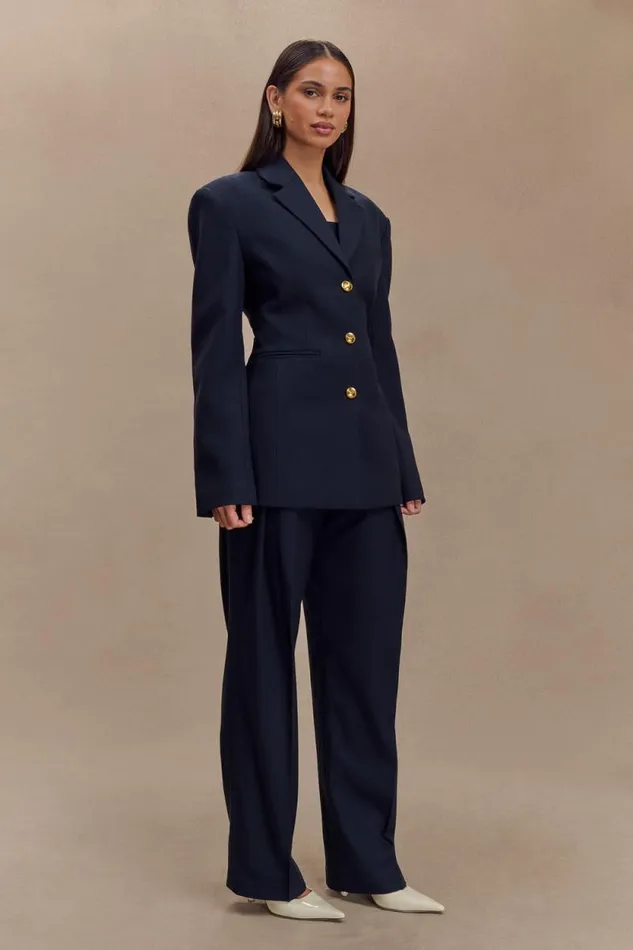 Women Meshki Bottoms Penelope Pleated High Waisted Pants 8211 Dark Navy
