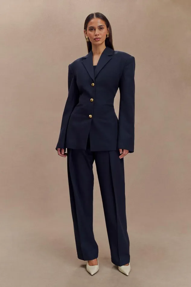 Women Meshki Bottoms Penelope Pleated High Waisted Pants 8211 Dark Navy