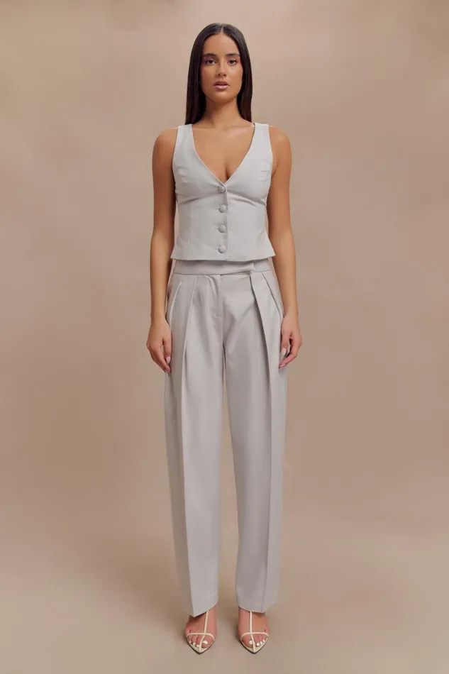 Women Meshki Bottoms Penelope Pleated High Waisted Pants 8211 Grey