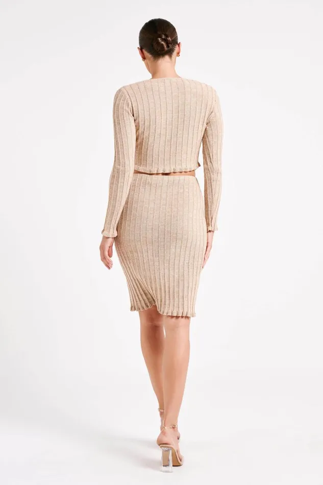 Women Meshki Bottoms Silvia Knit Midi Skirt 8211 Wheat