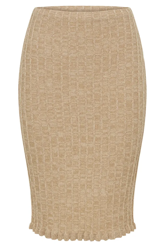 Women Meshki Bottoms Silvia Knit Midi Skirt 8211 Wheat