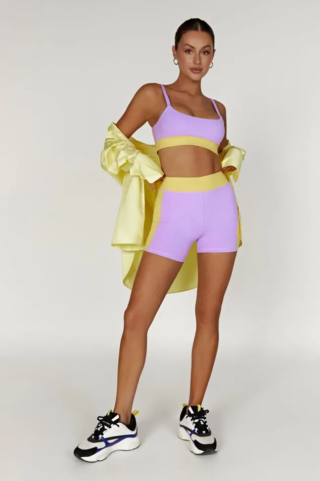 Women Meshki Bottoms Taleah Two Tone Shorts 8211 LilacYellow