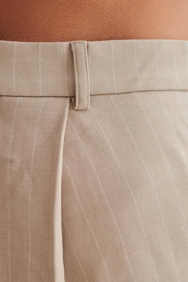 Women Meshki Bottoms Tracey Suiting Mini Skirt 8211 Taupe Pinstripe