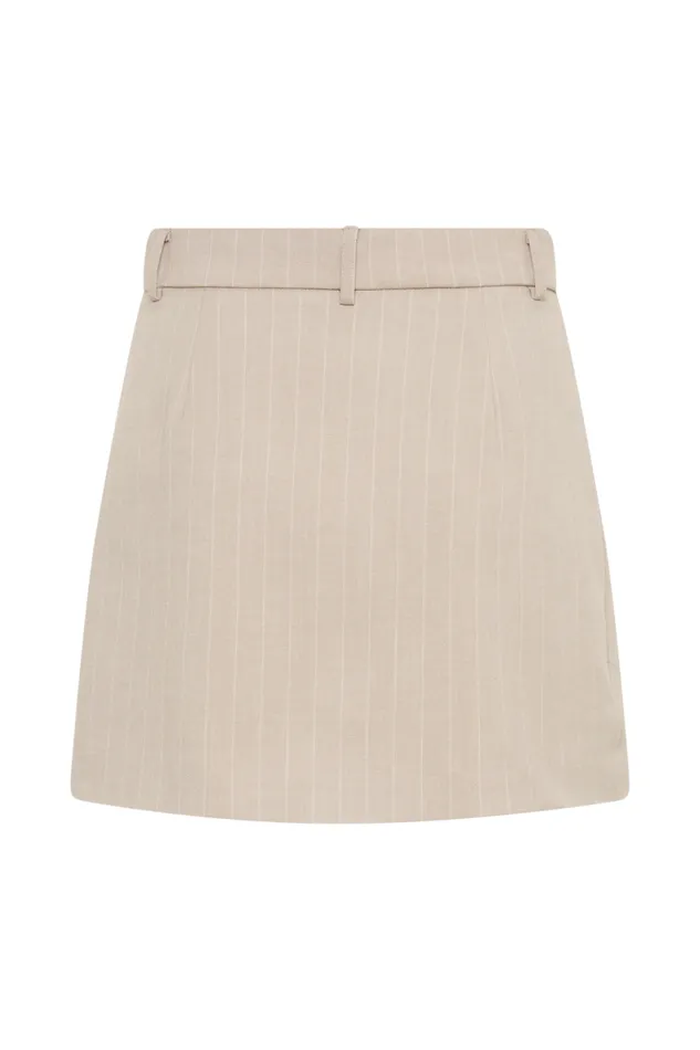 Women Meshki Bottoms Tracey Suiting Mini Skirt 8211 Taupe Pinstripe