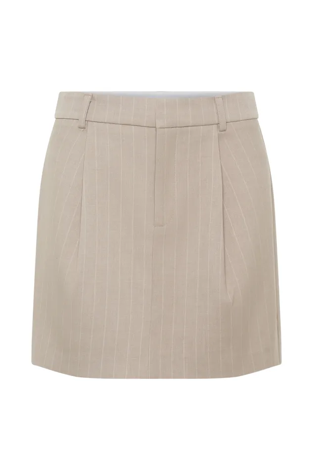 Women Meshki Bottoms Tracey Suiting Mini Skirt 8211 Taupe Pinstripe