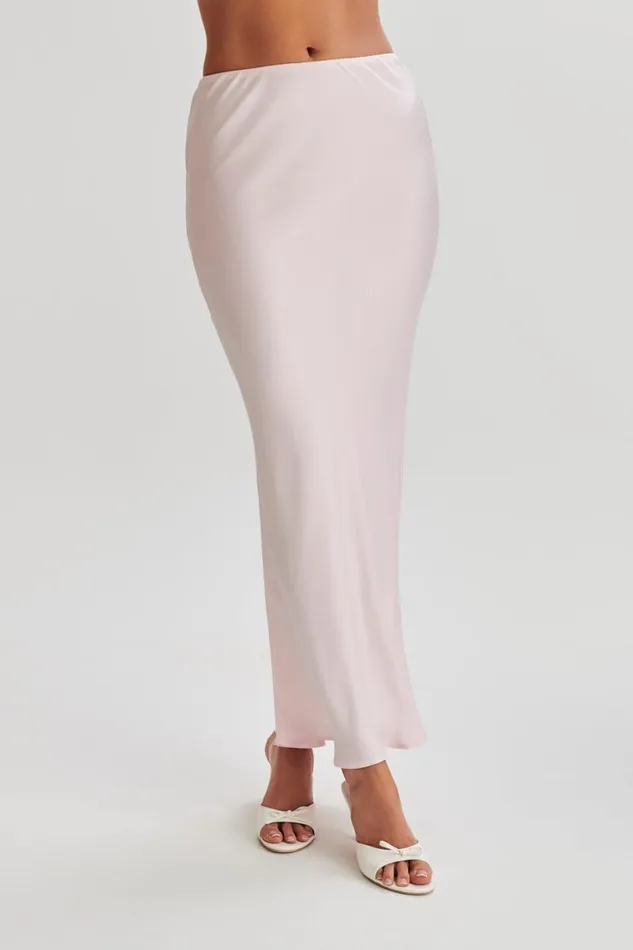 Women Meshki Bottoms Violeta Satin Maxi Skirt 8211 Fairy Floss Pink