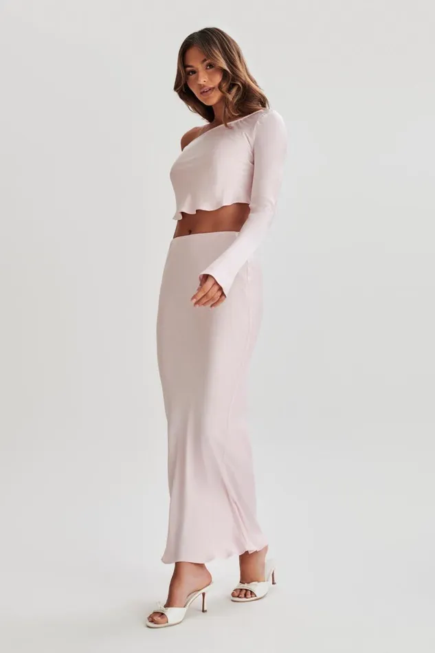 Women Meshki Bottoms Violeta Satin Maxi Skirt 8211 Fairy Floss Pink