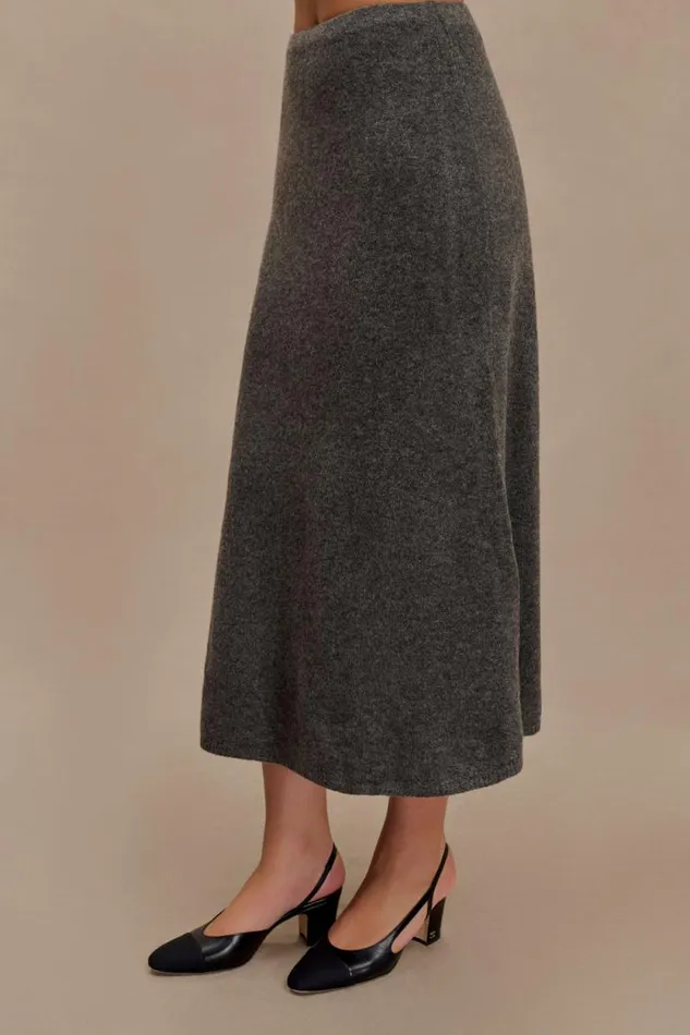Women Meshki Bottoms Vivica Knit Maxi Skirt 8211 Charcoal Marle